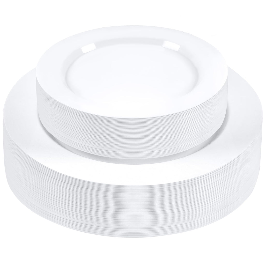 SETUP [60 Piece] Combo White Plastic Plates - Premium Heavy-Duty 30 Disposable 10.25" Dinner Party Plates and 30 Disposable 7.5" Salad Plates