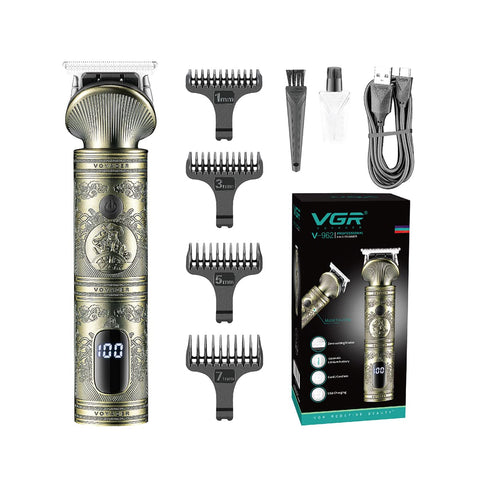 VGR V-962 Professional Pro Self Haircut Hair Clipper Beard trimmer Digital Display Blades USB Charging cable 4 Guide Combs for men 0mm Bald Head Clipper Runtime 200 mins 1200 mAh Li-ion Battery