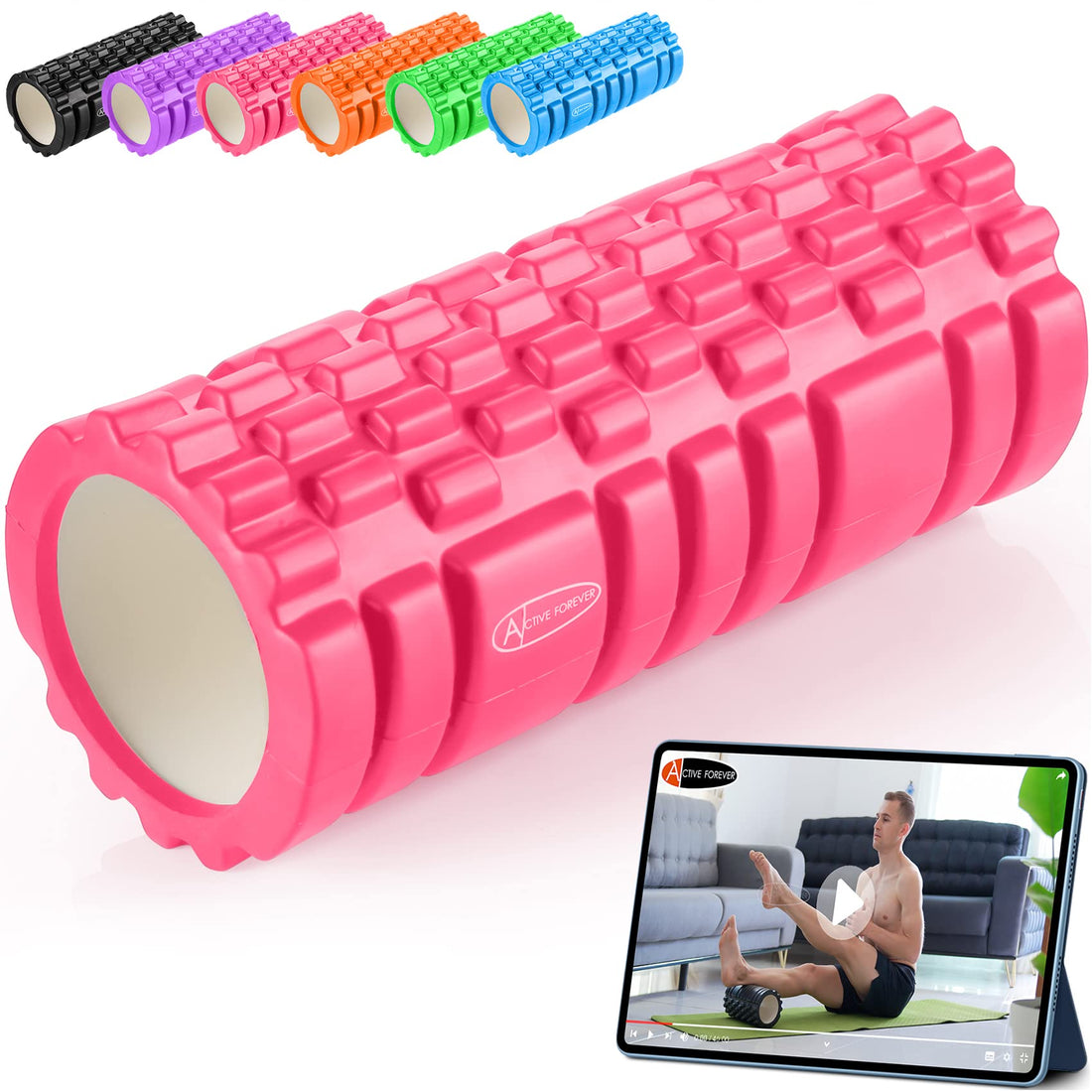 ActiveForever STRONG Foam Roller - Yoga Block Fitness Equipment Pilates Foam Roller Deep Tissue Massager Column Accessories Exercises Muscle Massage Roller Yoga Brick(Pink)