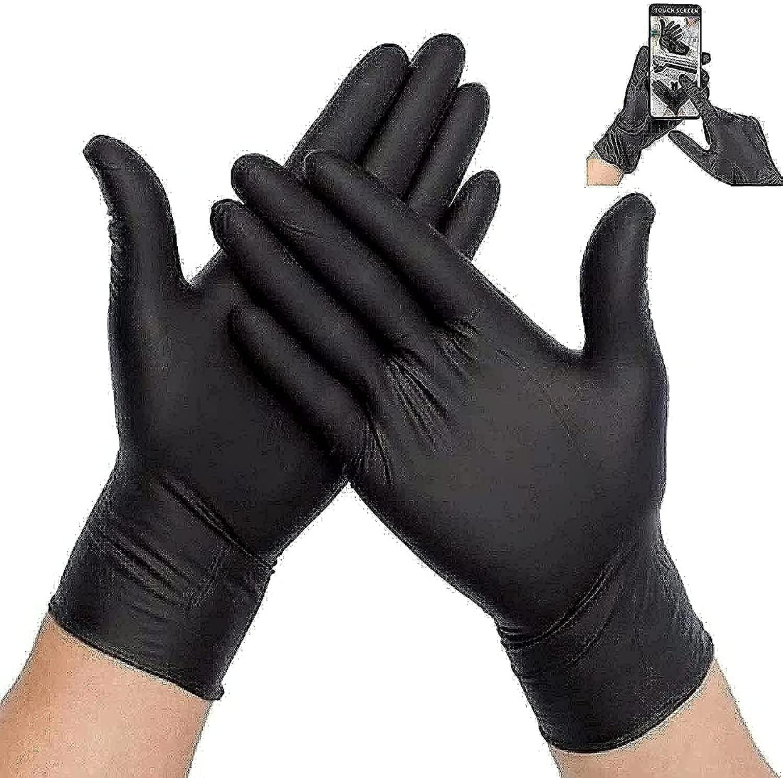 Black Vinyl Disposable Gloves - 100 Pc (Medium)