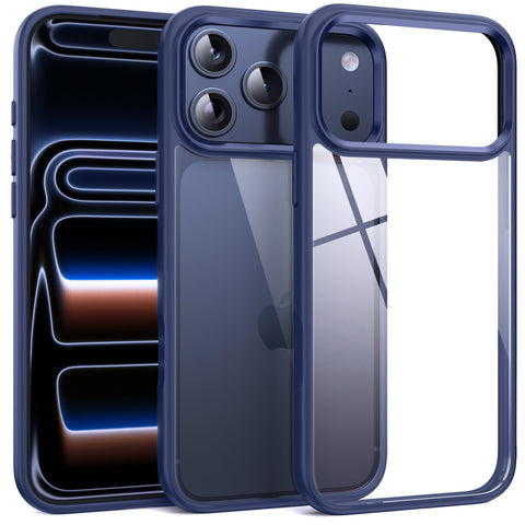 Dl3 Mobilak Case For iPhone 17 Pro Max 6.9 Inch, Crystal Clear Case [Not Yellowing] [Military Grade Drop Protection] Shockproof Protective Transparent Protective Slim Cover (Blue)