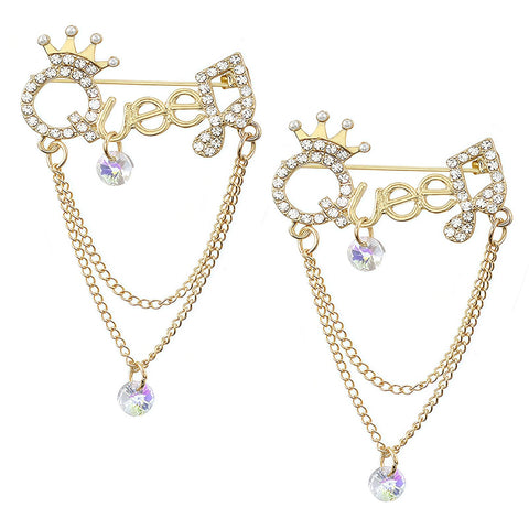 Queen Crown Brooch Pins Shiny Crystal Crown Rhinestone Queen Letter Elegant Crown Shape Princess Brooches Dress Sweater Coat Lapel Pin Accessories