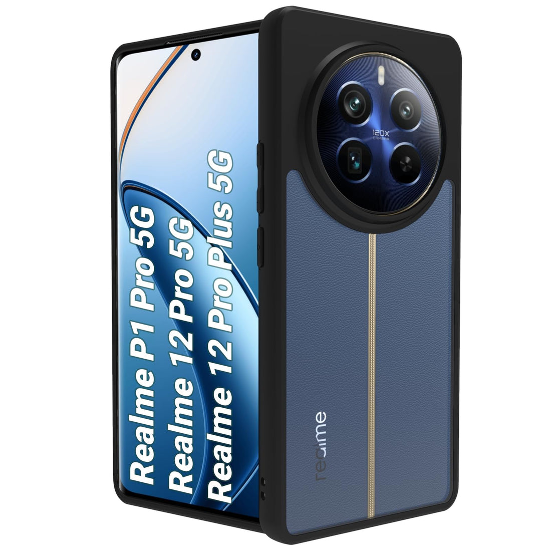 RIGGEAR Shockproof Sleek Hybrid Armor Back Cover Case Compatible with Realme 12 Pro, Realme 12 Pro Plus 5G, Realme P1 Pro 5G (Clear PC + Black TPU Bumper)
