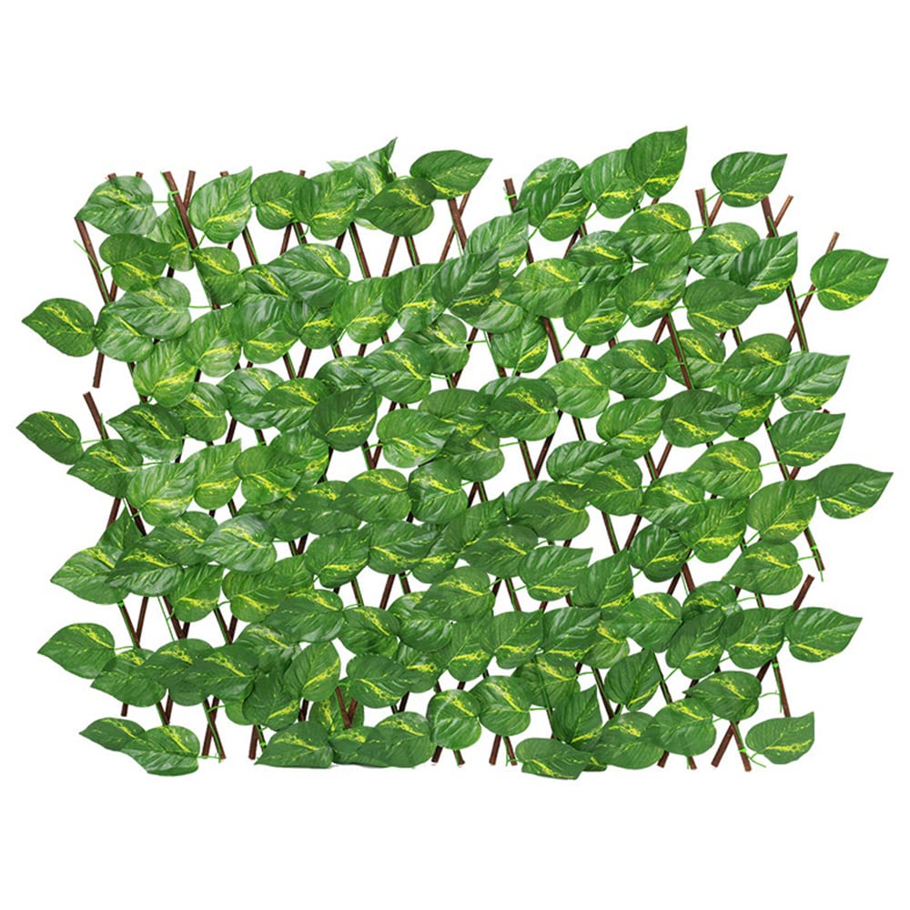 REOVE Artificial Leaf Screening, Adjustable Retractable Fence, Green Leaf, Large Leaf