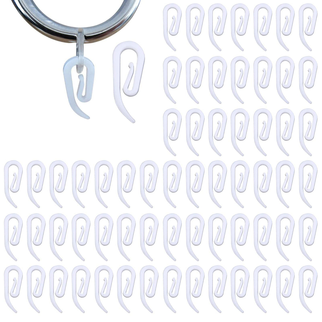 Plastic Curtain Hooks for Window Curtain or Door Curtain, Plastic Curtain Header Tape Drapery Hooks 100Pack 2.8x1.2cm