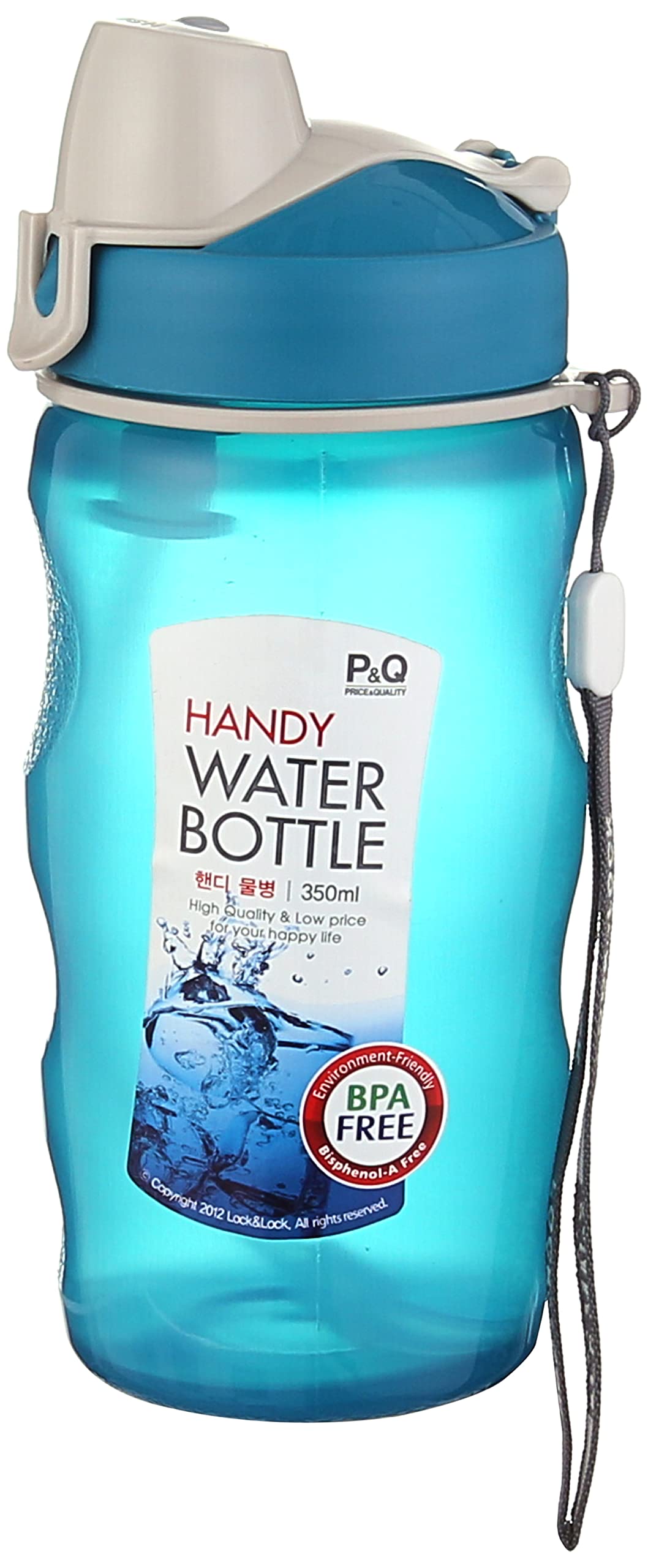 LocknLock P&Q Water Bottle PP 350ml W/STRAW BLUE