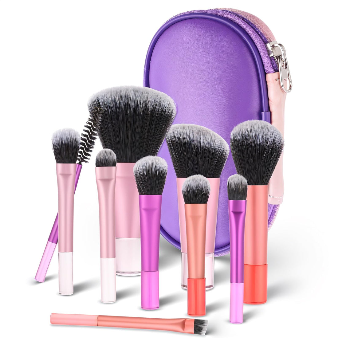 10 Pcs Travel Makeup Brush Set Mini Makeup Brushes With Case Kit, Easy-taken Make Up Brushes Travel Size Set Portable Versatile Womens Make Up Brush