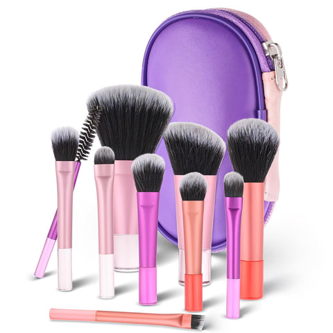 10 Pcs Travel Makeup Brush Set Mini Makeup Brushes With Case Kit, Easy-taken Make Up Brushes Travel Size Set Portable Versatile Womens Make Up Brush