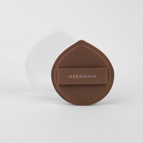 Hermania Air Cushion Leather Makeup Sponge, Latex-free Foam, Triangle Shape, with Leather Strap, Korean Style Pufffor Foundation, Concealer and Powder (Coffee)