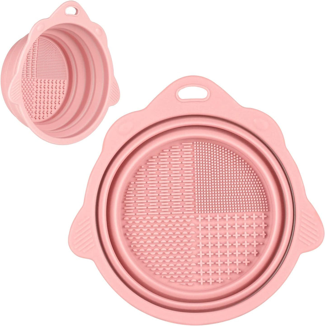 Foldable Makeup Brush Cleaning Bucket, Silicone Toiletry Cleaning Bowl, Foldable Washing Tool for Makeup Brushes, Makeup Sponge, Powder Puff (Pink)