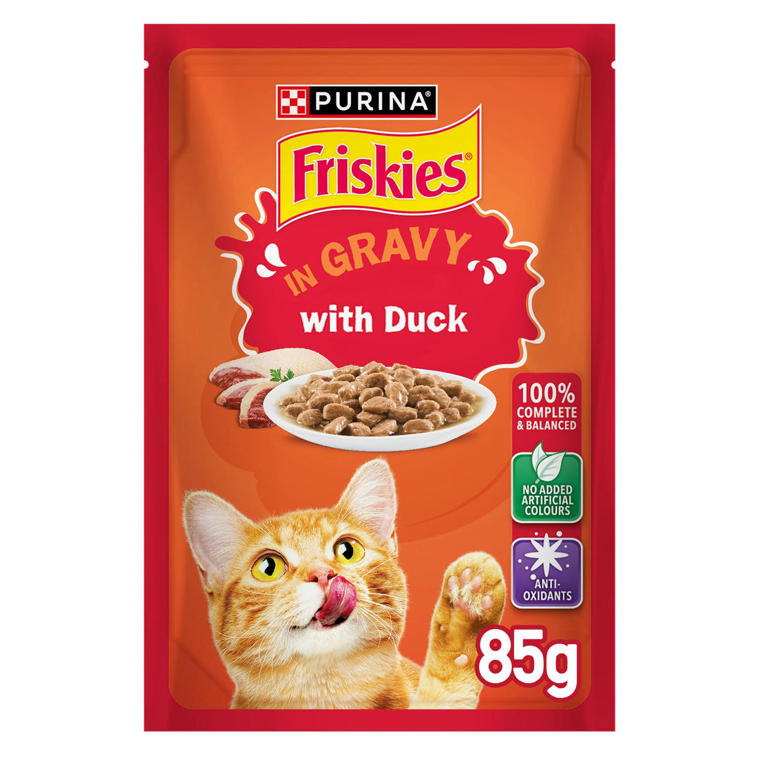 Purina Friskies Duck Chunks in Gravy Wet Cat Food Pouch 85g