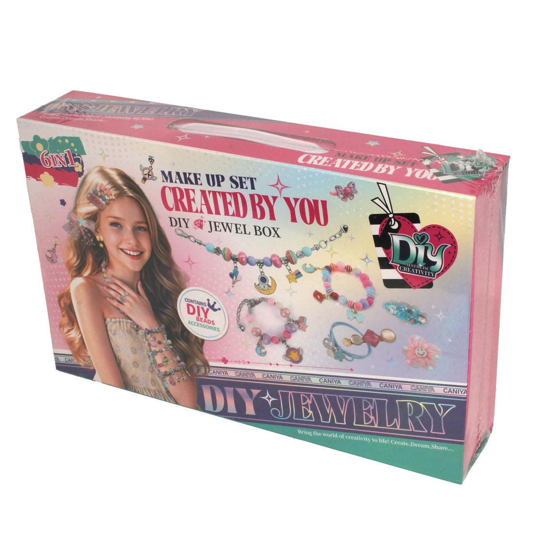 Caniya DIY Jewelry & Makeup Box for Kids (6 in 1) – Beads Accessories Set