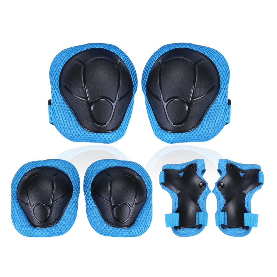 Beauenty Kids Protective Gear Set,Adjustable Kids Knee Pads Elbow Pads Wrist Guards for Skating Cycling Bike Rollerblading Scooter (Blue)