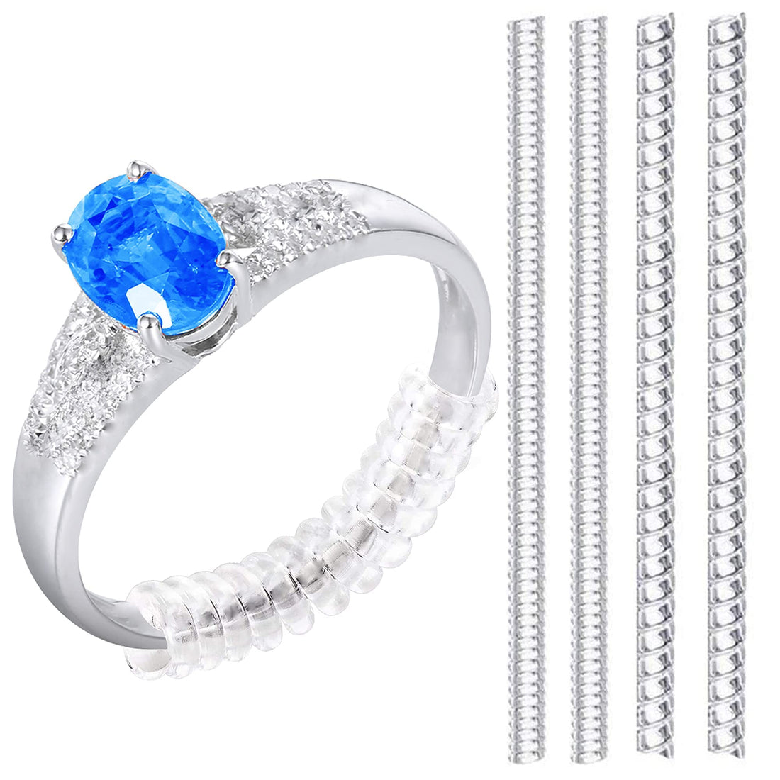 Ring Size Adjuster Jewelry Tightener Resizer Loose Rings Invisible Transparent for Loose Rings Clear Plastic Wide Thin Band Resizing Ring 4 pack Mandrel for Making Jewelry Guard