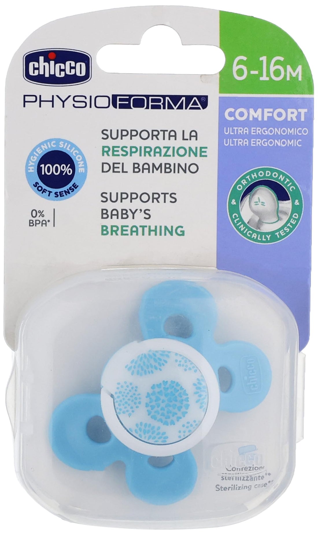Chicco PhysioForma Comfort Baby Soother - Blue , 6-16 M(Pack of 1)