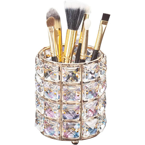 AiLa Makeup Brush Holder Organizer Crystal Vanity Decor Bling Personalized Comb Brushes Pen Storage Box Container (Crystal Pot)