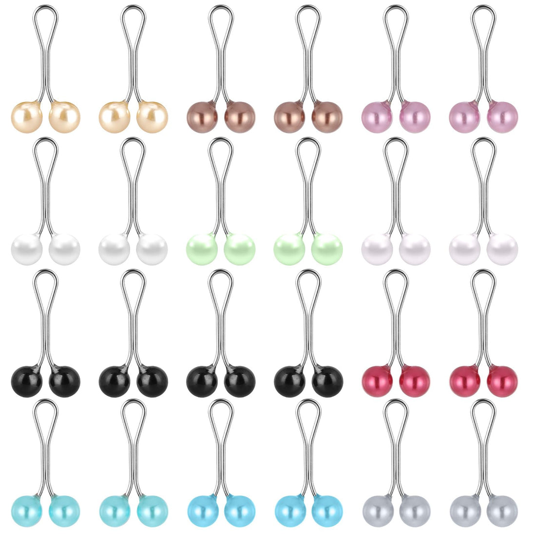 24 Pcs Cute Hijab Pins Muslim Color Pearl Scarf Clips Hooks, Rhinestone Brooch Pins Pearl Headscarf Brooch Clips for Sweater for Jewelry Accessories