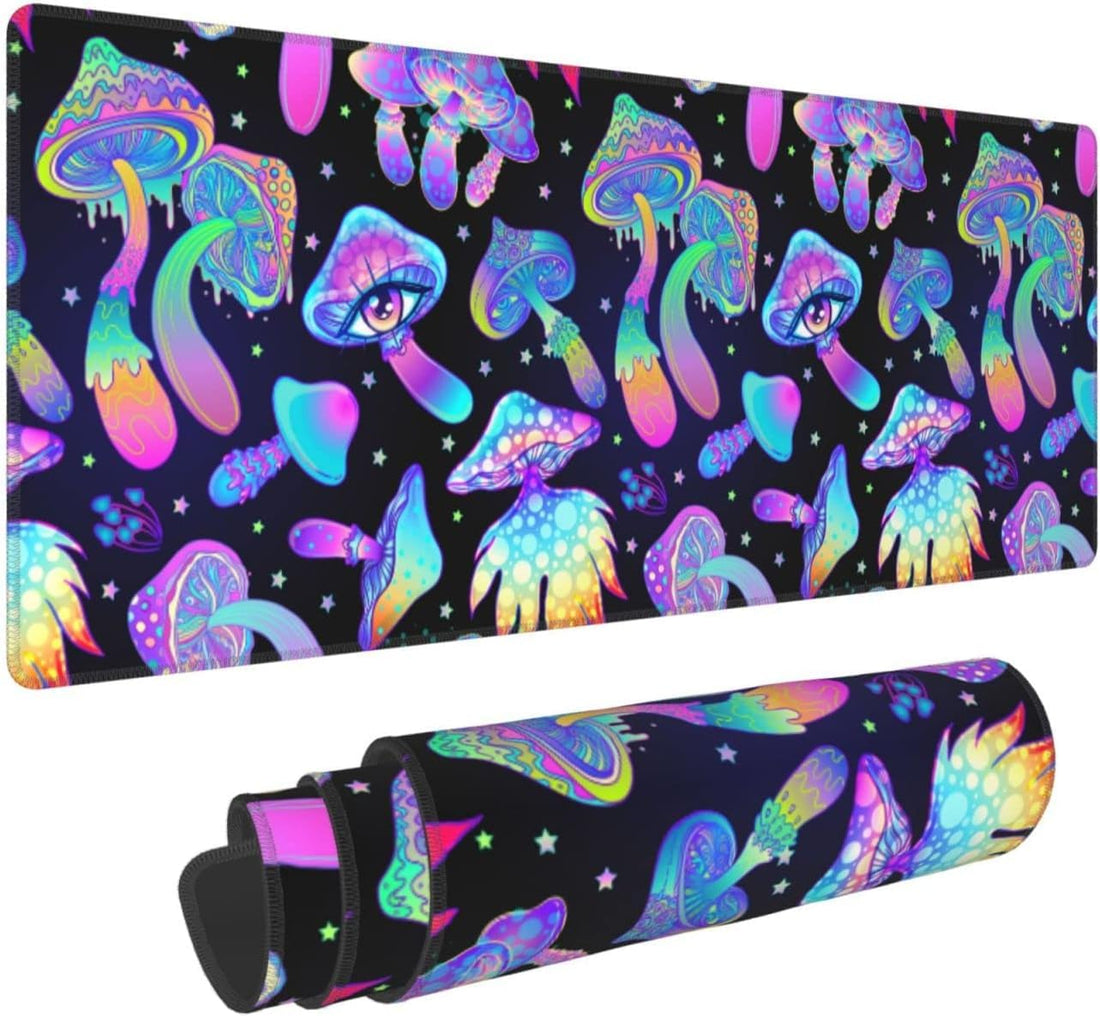 Mushroom Gaming Mouse Pad (70× 30cm) for Keyboard and Mouse Desk Mat - Non Slip Rubber - Speed Edition
