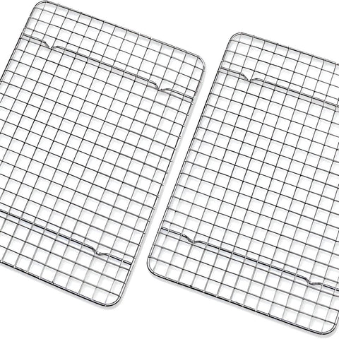 Baking Tray - Small grill wire rack fits toaster oven or pan, durable rust resistant stainless steel with multi use surface for cooling, roasting, drying or grilling food easily (piece-2)
