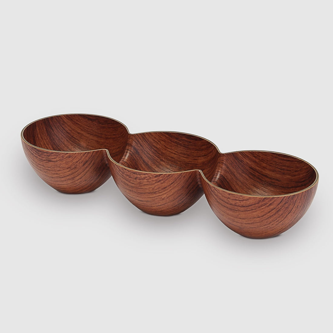 Eveline Triple Light Wood 3 Hole Large Nut Bowl 10 x 29 x 5 cm Unbreakable Handmade Antibacterial European Technology Made of Raw Polystyrene Material Brown 8697410830307
