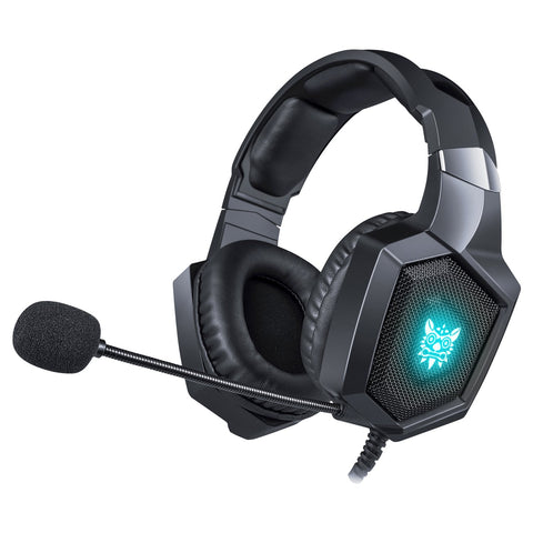 ONIKUMA K8 Gaming Headset with Microphone Gaming Headphones Compatible for PS4 PS5 Xbox PC with RGB Lights PlayStation Headset Over-Ear and Wired 3.5mm Jack Black