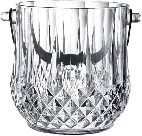 Circle M Glass Crystal Ice Bucket with Clips, Premium Clear Design, Elegant for Parties, Weddings, and Events, Durable and Versatile for Ice Storage and Serving