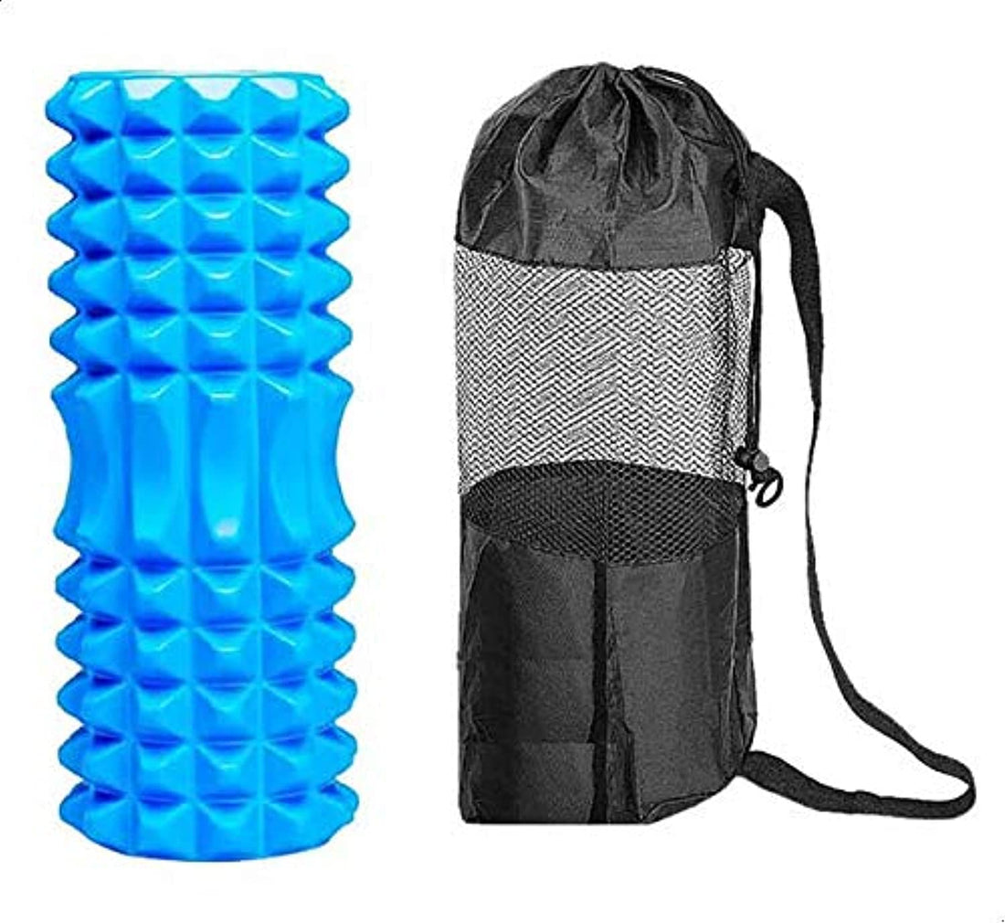 Yoga Massage Foam Roller With a Carrying Bag Moon Shaped - Light Blue
