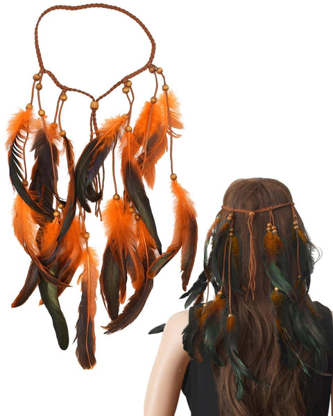 TPZORJX Boho Feather Headpiece Feather Feather Beads Tassel Headband Turquoise Princess Head Chain Jewelry for Women and Girls Christmas ,Indian Feather,Indian Feathers