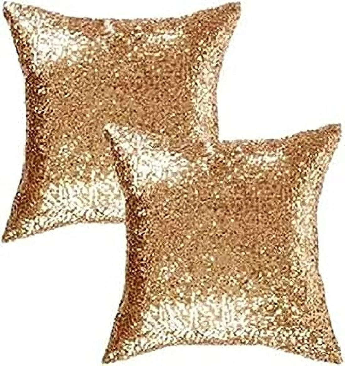 Other 2 Pack Gold Sequin Square Throw Pillow, Standard Size, Firm, Luxurious Decorative, Indoor Use