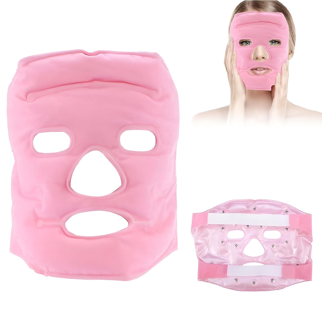 Tourmaline Infused Face Gel Mask, Magnetic Face Gel Mask, Skin Care Solution for Migraine Relief, Puffy Eyes, Dry Eye Symptoms, Headache Relief - Eco-Friendly & Reusable (2 Masks)