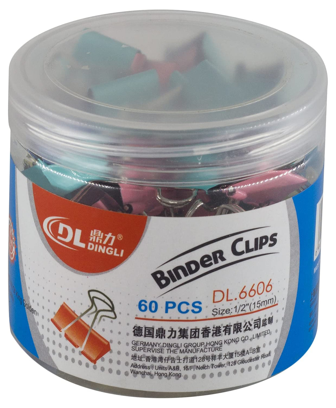Set Of 60 Blinder Clips 15 Mm, Multi Color