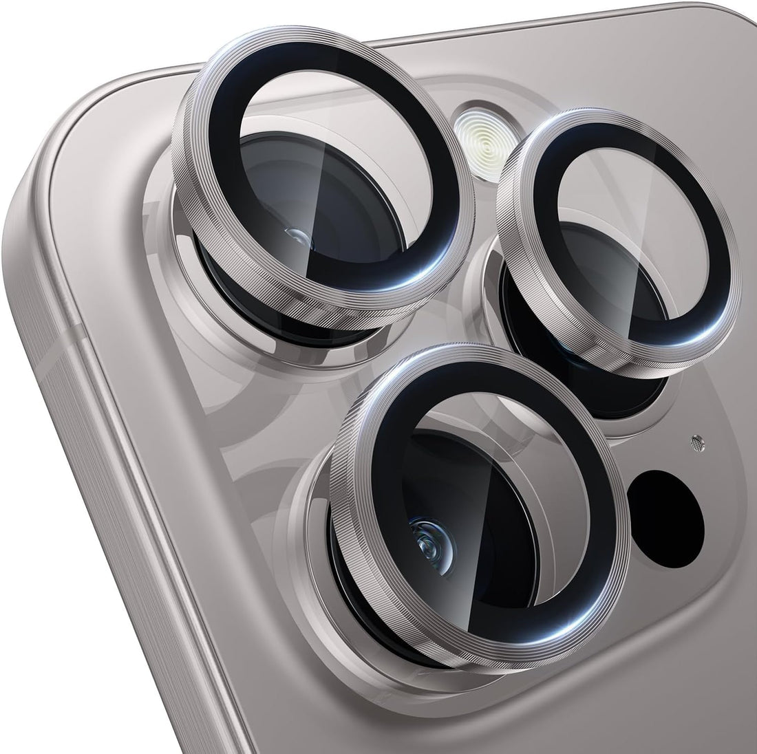 Camera Lens Protector Compatible with iPhone 16 Pro and iPhone 16 Pro Max - Separate Pieces for Each Lens - Scratch and Shock Proof - HD Clear - Easy Installation (Natural Titanium)
