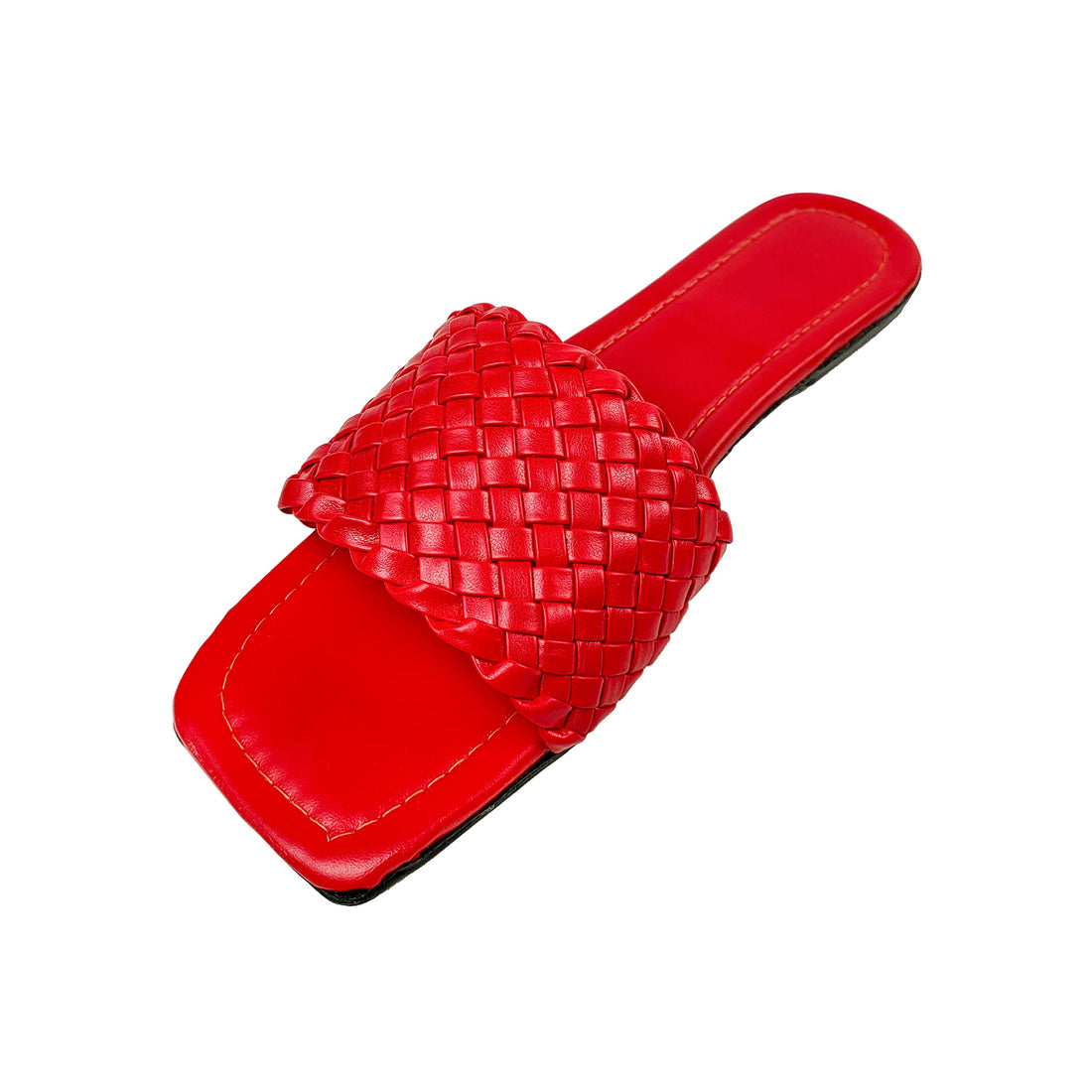 Women's Open Toe Square Toe Flat Slippers Fashion Lightweight Comfortable Casual Daily Wear (Red, 39)