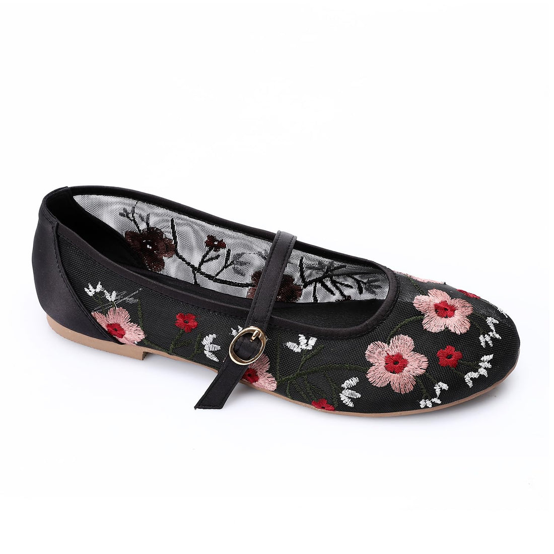 Mr JoeBeige Floral Embroidered Flats Ballerina for Women -3030