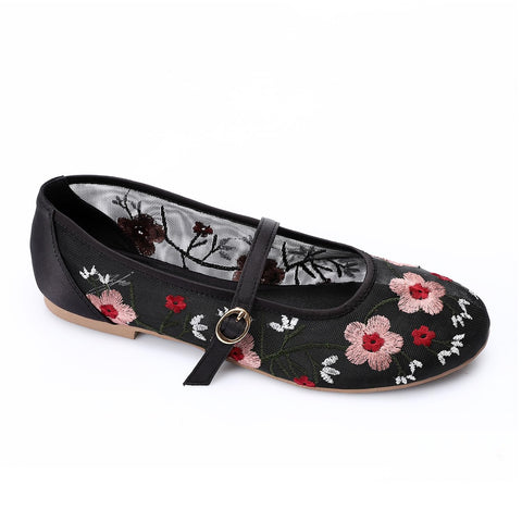 Mr JoeBeige Floral Embroidered Flats Ballerina for Women -3030