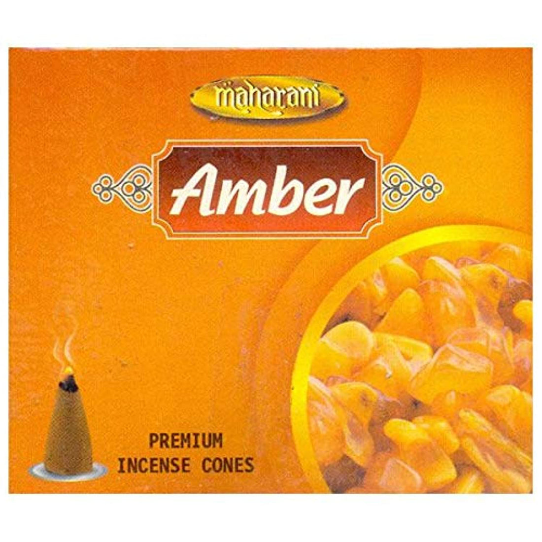 Maharani Premium Incense Cones - Amber - 20 Cones and 1 Metal Plate