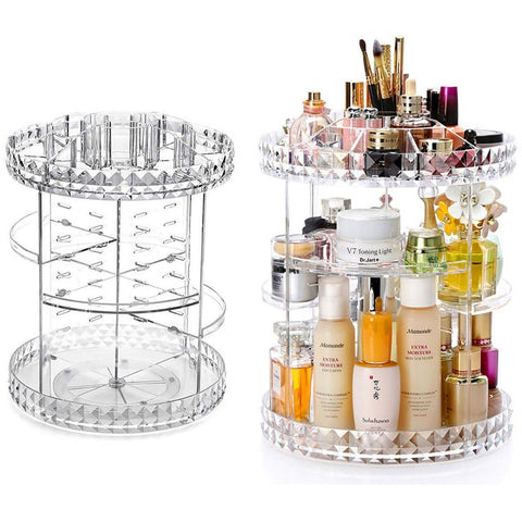 360 Degree Rotating Acrylic Makeup Organizer, Multifunctional Adjustable Clear Cosmetic Holder, Large Capacity for Organizing Perfume, Lipstick, Makeup Brushes