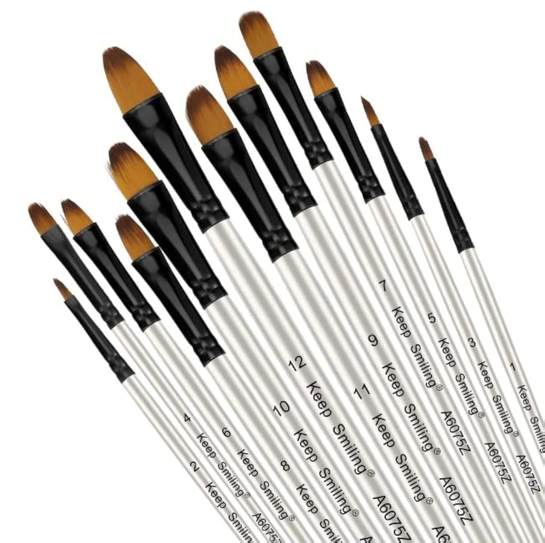 keep smiling Artist Filbert Brush set 12 pcs 6075Z