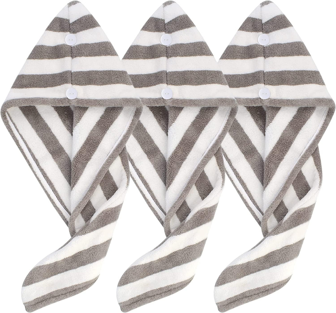 SUNLAND Microfiber Hair Towel Wrap Super Absorbent Hair Turban for Wet Hair Soft and Lightweight Hair Drying Towel 3Pack