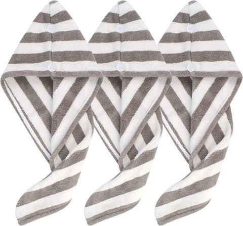 SUNLAND Microfiber Hair Towel Wrap Super Absorbent Hair Turban for Wet Hair Soft and Lightweight Hair Drying Towel 3Pack