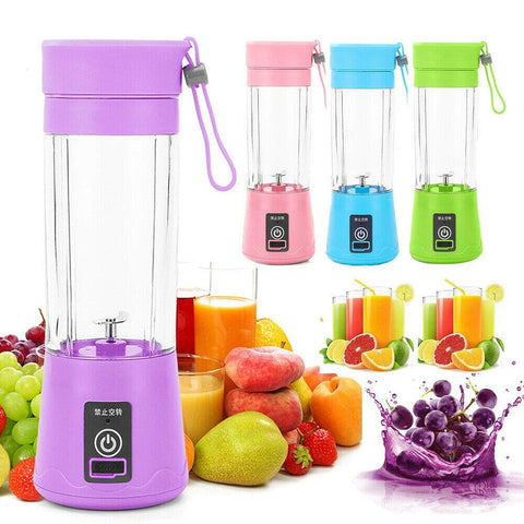 Portable Blender, Personal Size Blender Shakes and Smoothies, Mini Juicer Cup USB Rechargeable, Handheld Travel Blender Fruit Mixer 380ml - Assorted (Random Color)