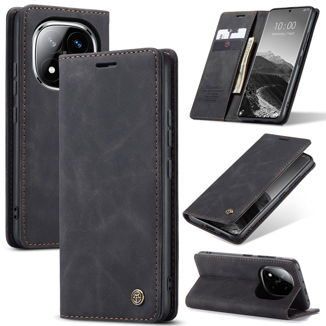 Phone Case Cover UNBLACK Luxury PU Leather Design 013 Flip Cover Card Slot Holder Cover Compatible with Redmi Note 14 Pro Plus 5G/ Redmi Note 14 Pro+ 5G (Black)