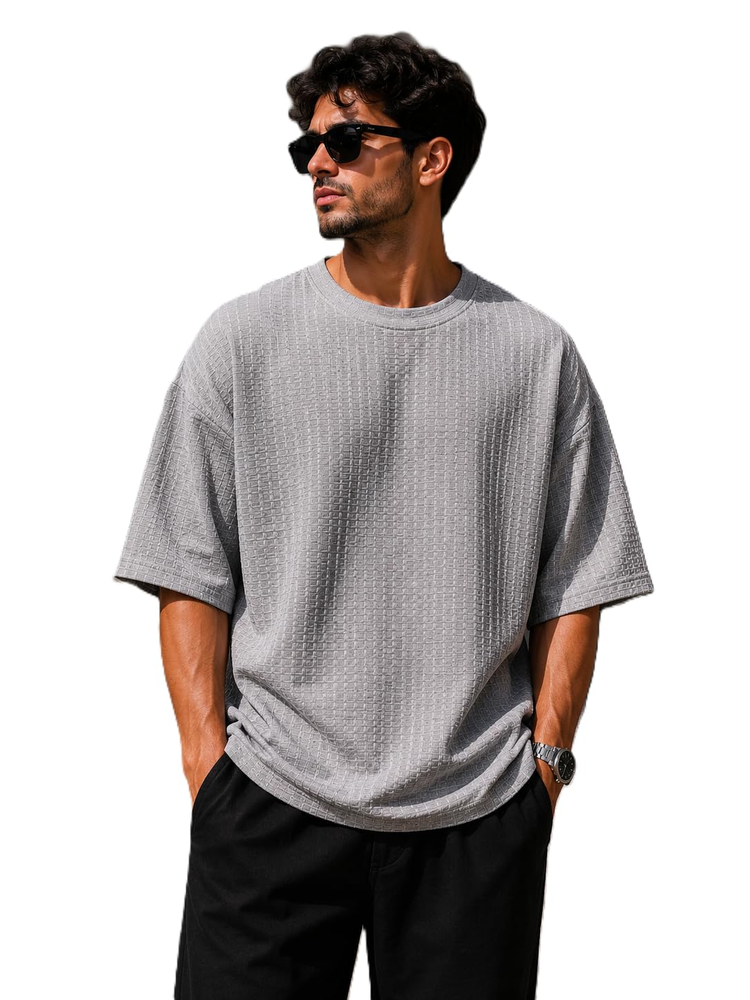 Oversize Men's Waffle Loose Fit Lightweight Soft Casual T-Shirt Multicolor