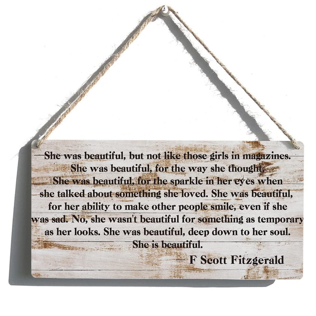 Qious Inspirational Gift Signs She Was Beautiful But Not Like Those Girls in Magazines Wooden Hanging Sign Rustic Art Wall Home Decoration 12 x 6 Inches