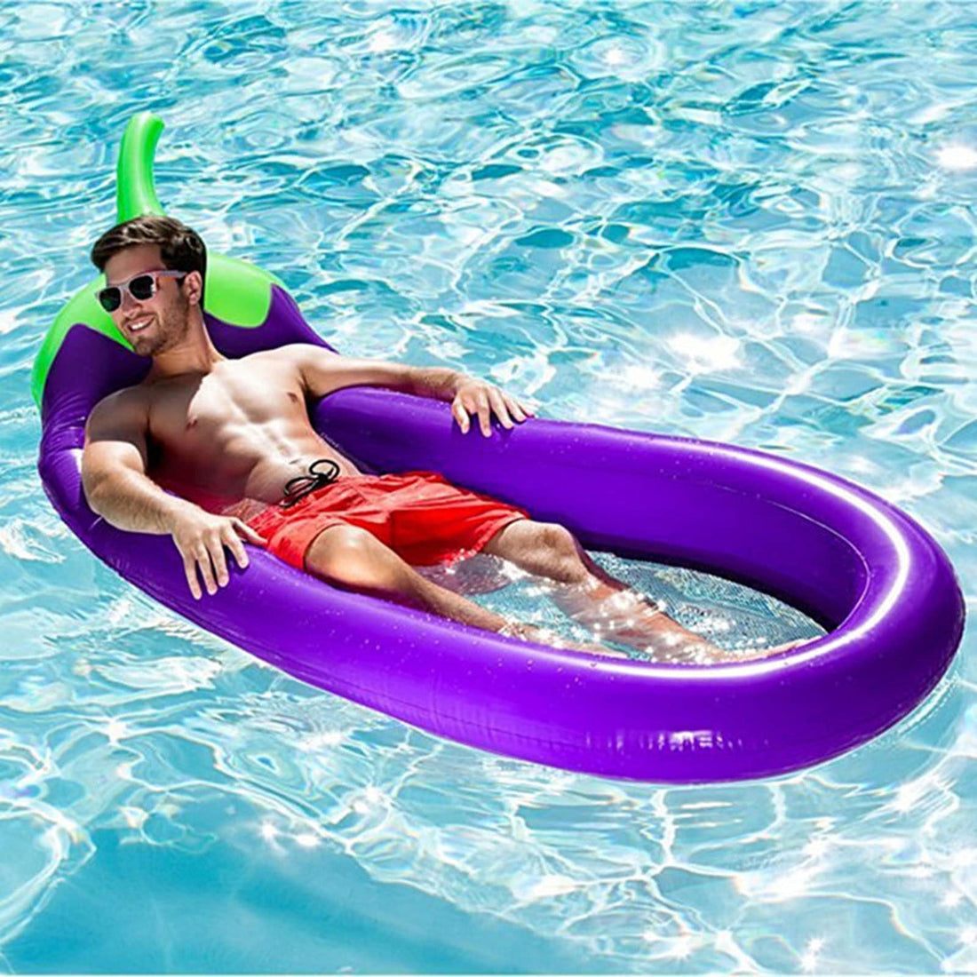 Water Hammock eggplant, eggplant Inflatable Swimming Rafts, Water Swimming Pool Float Hammock, Water Lounge Chair Drifter for Beach Floaty Party Inflatable Hammock for Adult