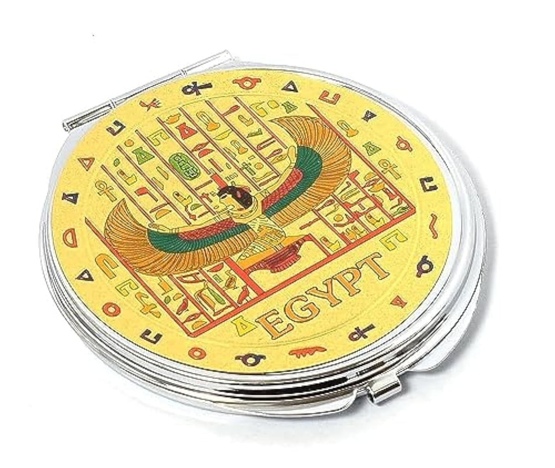immatgar pharaonic pocket makeup mirror ancient Egyptian souvenirs gifts for women and mother from Egypt (iisis - Golden)