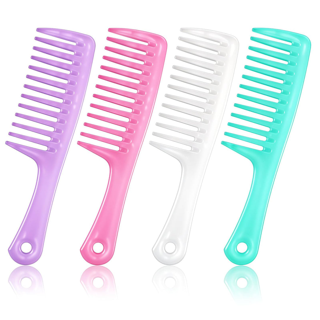 4PCS Wide Tooth Comb for Curls Large Detangling Comb for Women Plastic Hair Care Shampoo Combs Styling Combs Detangler Detangling Curly Thick Shower Styling Dry (4 Color)