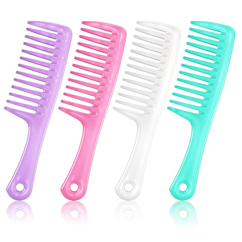 4PCS Wide Tooth Comb for Curls Large Detangling Comb for Women Plastic Hair Care Shampoo Combs Styling Combs Detangler Detangling Curly Thick Shower Styling Dry (4 Color)