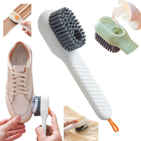 Automatic Liquid Shoe Cleaning Brush with Built-in Soap Dispenser | 2-in-1 Shoe Scrubber & Clothes Washing Brush | Refillable Liquid Box, Long Handle, Press-Type Soap Dispensing Cleaner
