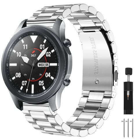 CAVN 22mm 20mm Strap Compatible with Samsung Galaxy Watch 3/ Galaxy Watch/Huawei GT 2, Stainless Steel Replacement Strap Adjustable Band Metal Strap for Galaxy Watch 3